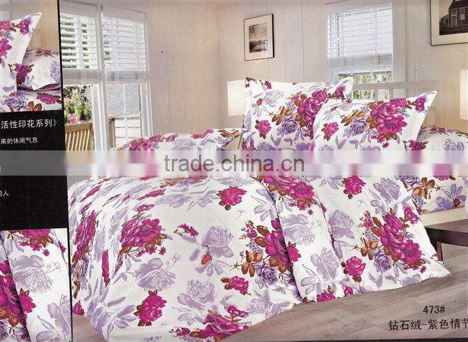 100% polyester bedsheet set/flower printed/70gsm bedding set/pigment print/many designs/nantong factory
