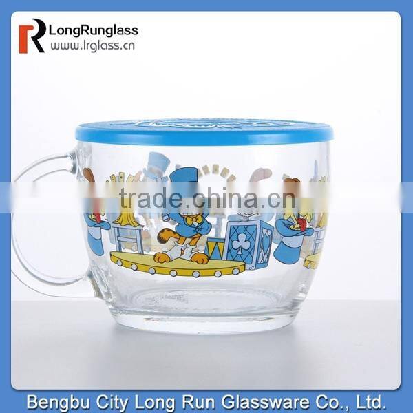 LongRun 17oz Anhui wholesale customoized glass container beautiful decal glassware with handle