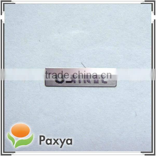 Silver metal company logo nameplate