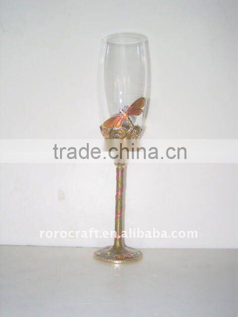 pewter design wedding champagne flute