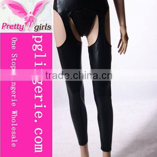 Factory Price Black Cheap Leather Catsuit Jumpsuit