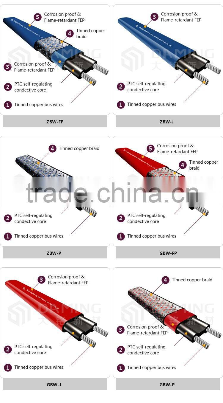 China supplier UL PTC pipe heat tracing cable and joint kits