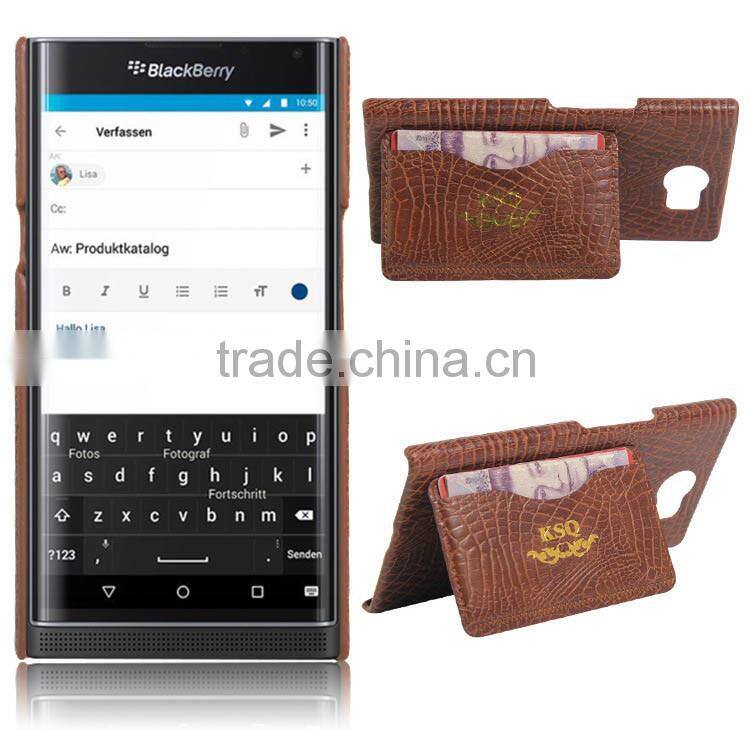 Wholesale Croco PU Leather Housing Case for Blackberry Priv White Cell Phone Casing