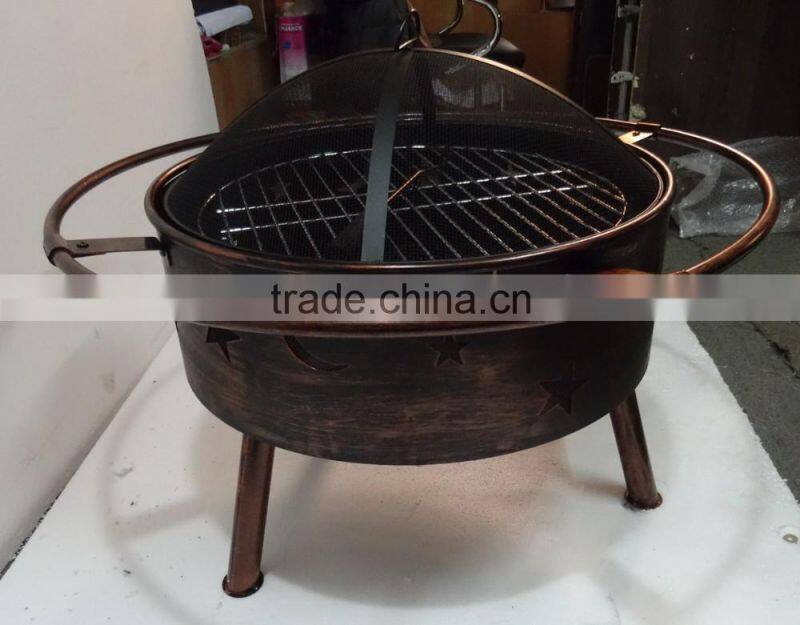 copper painted garden fire pit
