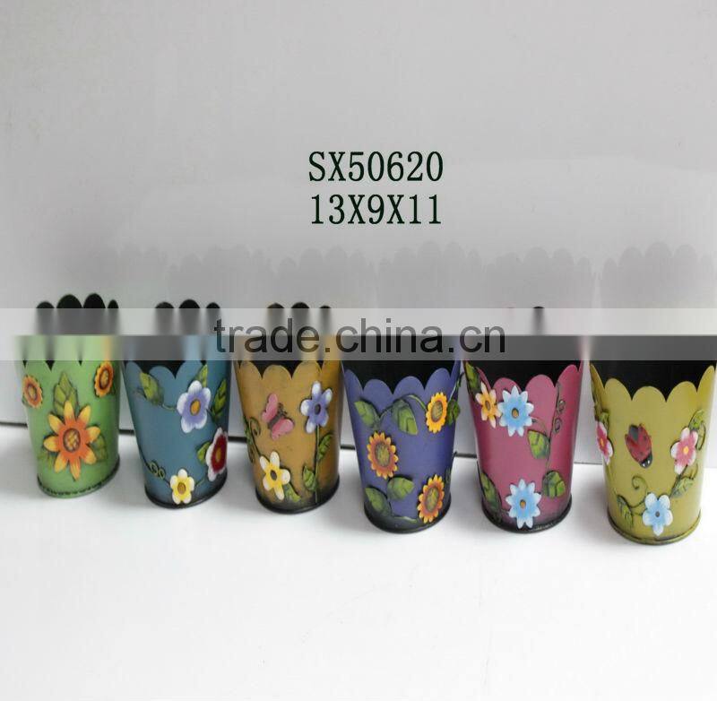 2014 Popular colorful metal garden hanging flower pot
