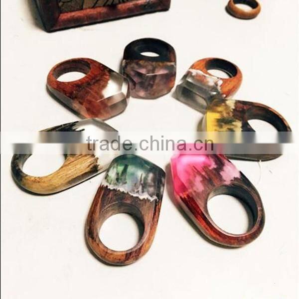 christmas promotional gift 2016 miniature landscapes for women jewelry secreted wooden rings