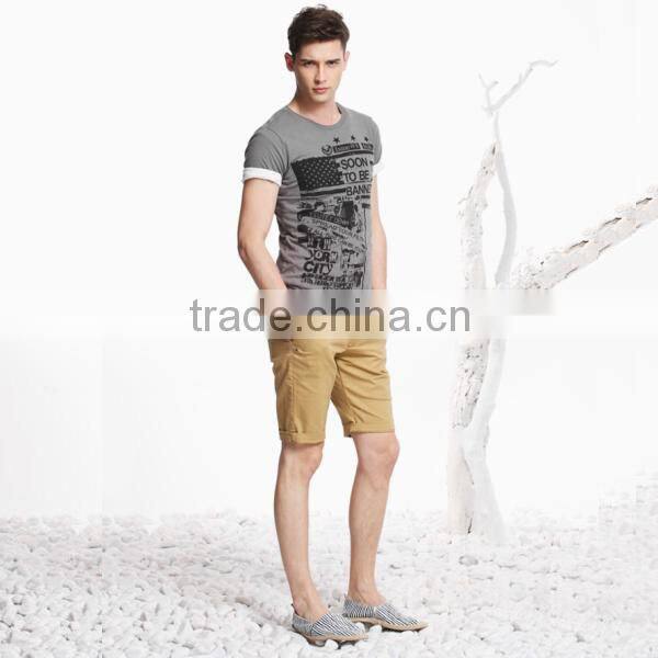 High waist casual tight slimming cotton mens chino shorts