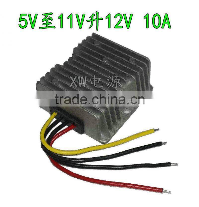 Waterproof DC-DC Converter 5V~11V Step Up to 12V Power Supply Module 10A Grey