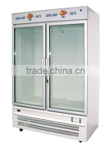 double glass doors display refrigerator