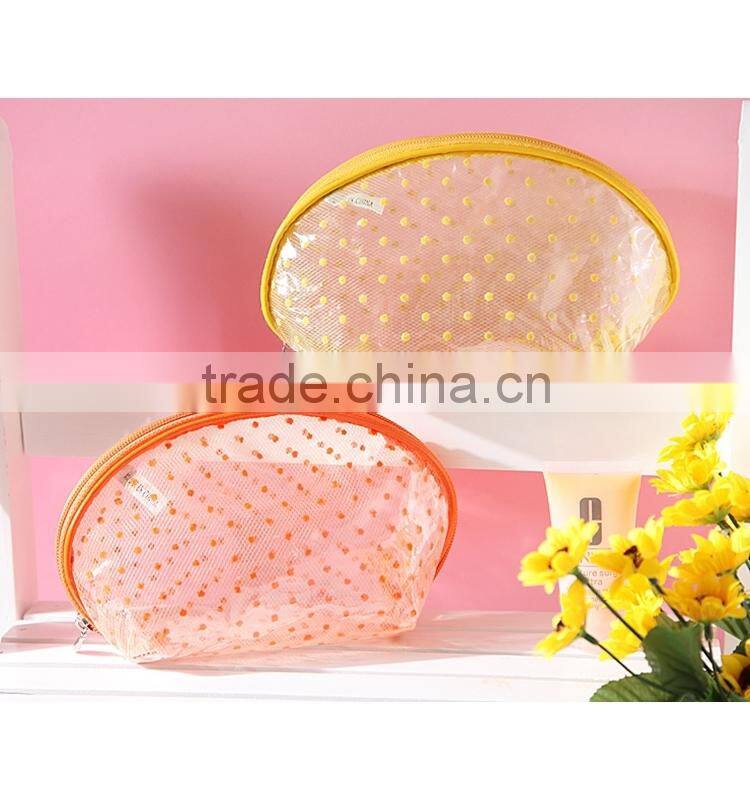 customized fashion clear zipper lock shell shape transparent pvc cosmetic bag