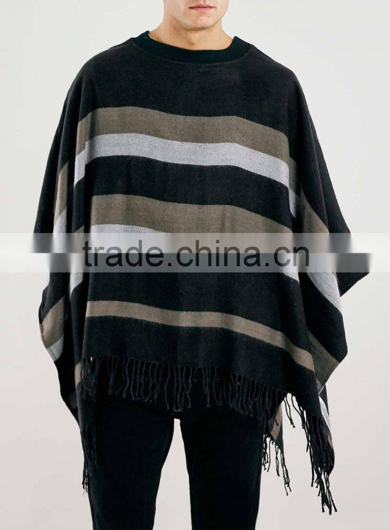 fashion mens acrylic cashmere feel poncho shawl