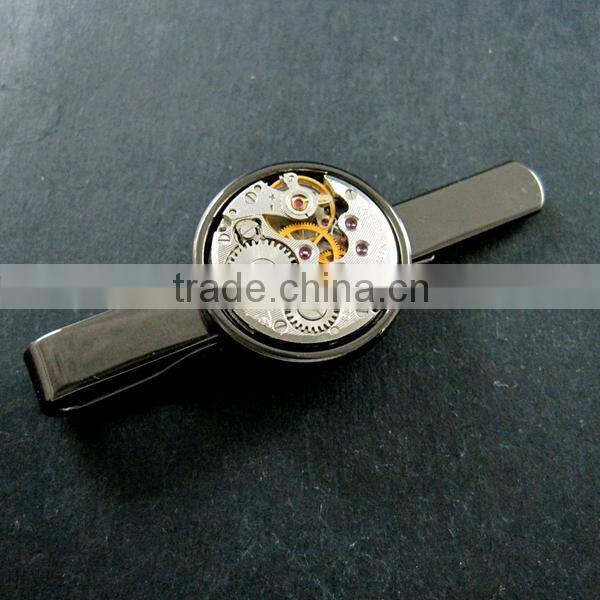 18mm vintage style steam punk watch movement core rhodium,metal gun black fashion tie clip bar 6830002