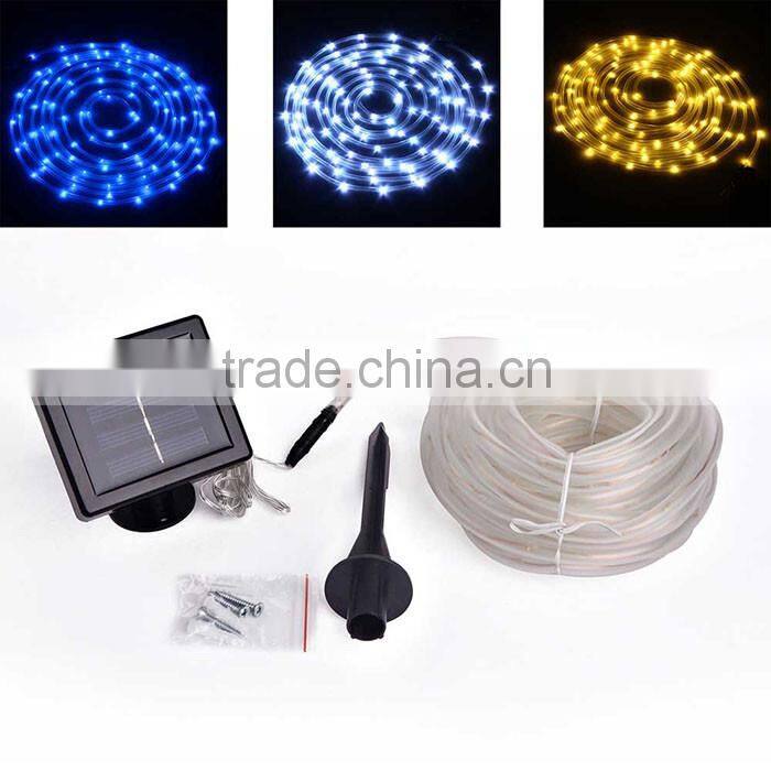 Christmas Decor 100 LED Solar Light Power 2 Modes Warm White Light PC Tube LED String Light