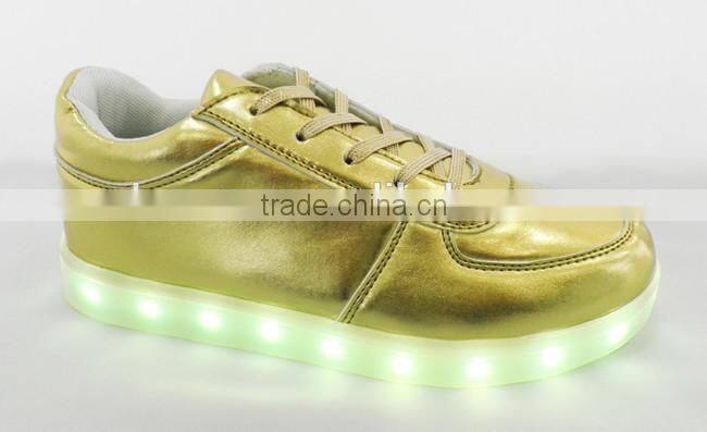 2016 New Shinning PU Light Up Children Casual LED Sneaker Sports Running Shoes