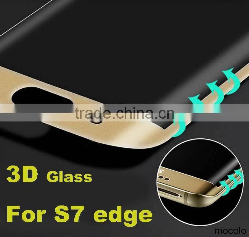 9H 0.2MM 3D Curved Full Coverage Tempered Glass Screen Protector For Galaxy S7 Edge G9350 Glass Silk print Glass Thermal Bending