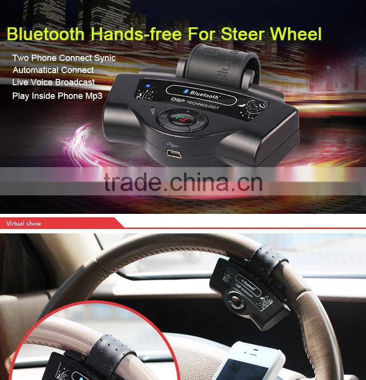 In-car Wireless FM Transmitter Car Charger MP3 Player Bluetooth Hand-Free For Steer Wheel