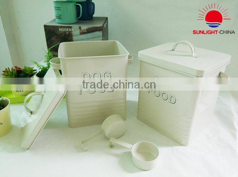 metal dog food bucket pet food bin food container laundry bin with scoop
