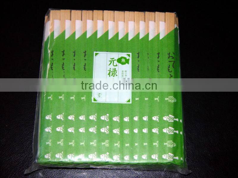 twins disposable bamboo chopsticks with custom paper sleeve