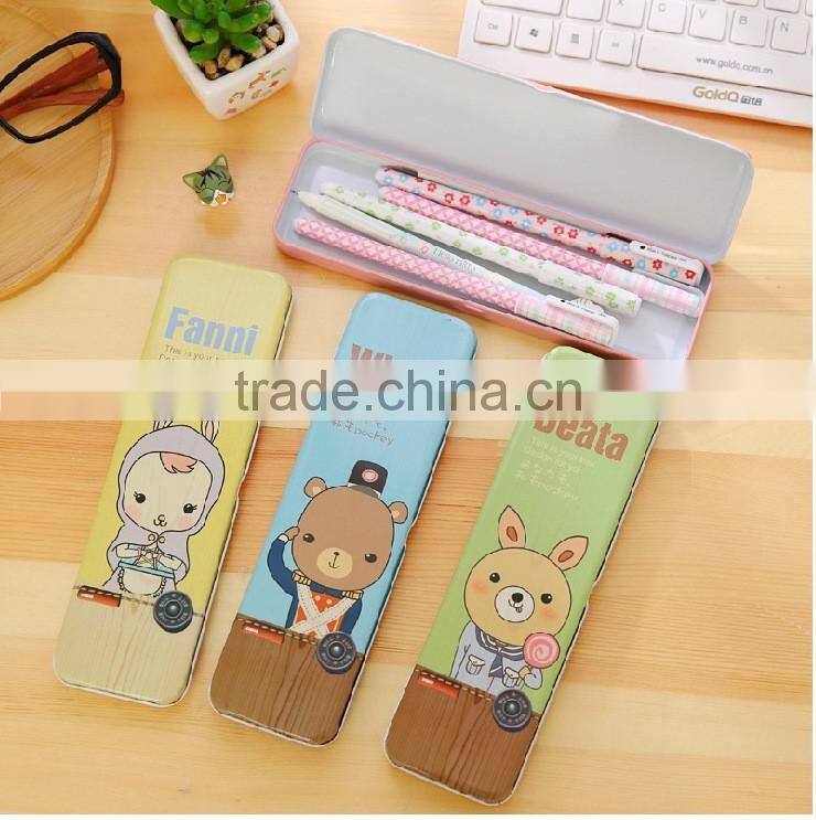 factory wholesale metal pencil case rectangular cartoon metal tin case