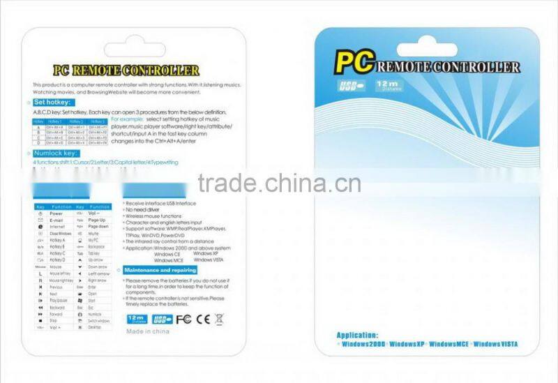 Hot Selling Wireless Controller PC Computer Remote Controller Media Center fly Mouse & USB Receiver For Windows 7 XP VISTA