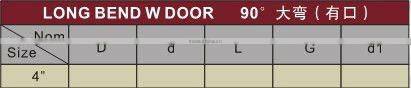 plastic Long bend W door 90 DIN/BS /Long bend 90 /UPVC Long bend