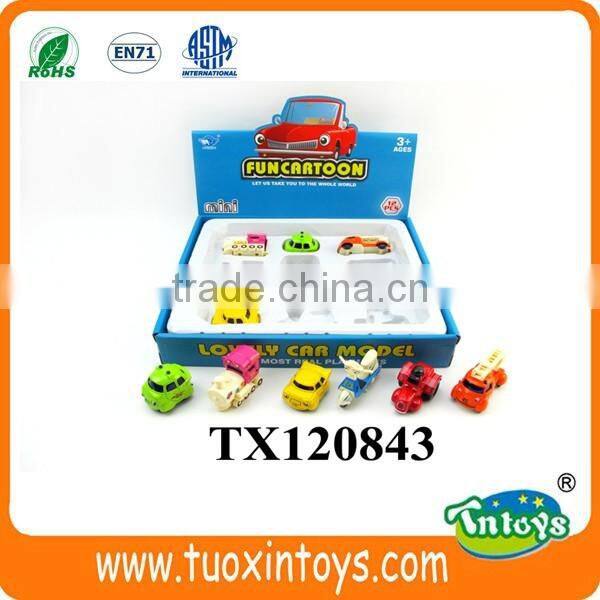 Cute 1:64 Diecast Cartoon Vehicle Metal Slide Cartoon Toy Car