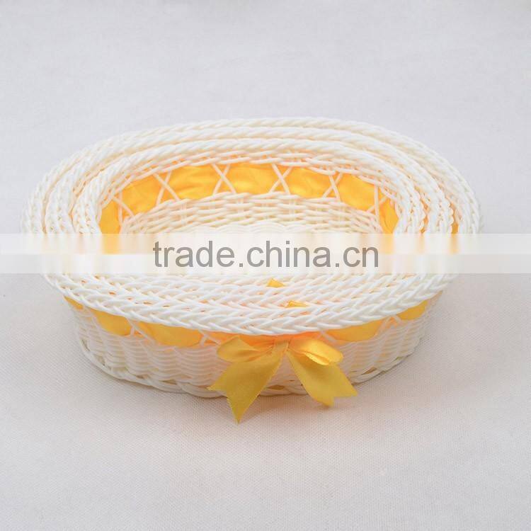 Small plastic wicker woven wedding gift baskets wholesale with ribbon