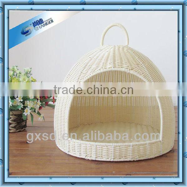 SD products white eco-friendly plastic rattan pet basket lovely cat house