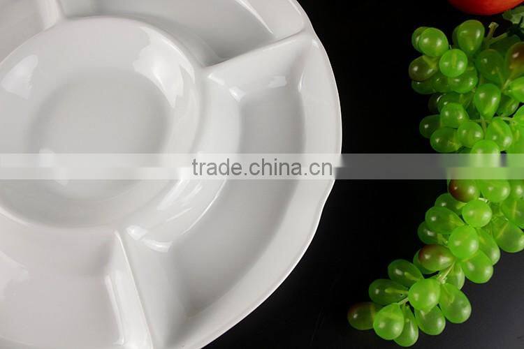 Factory direct wholesale white glazed ceramic section plates