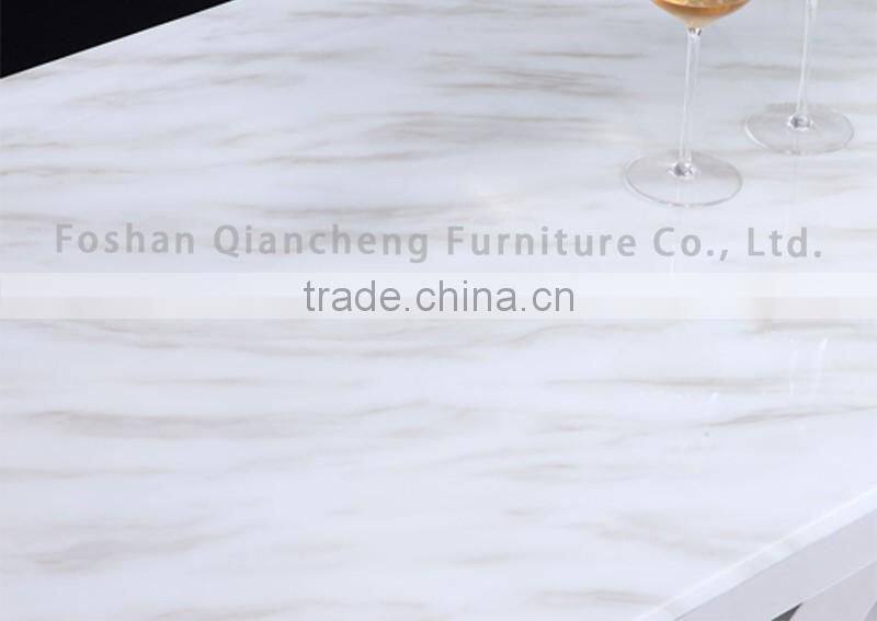 hot cake marble dining table with strong stainless steel base