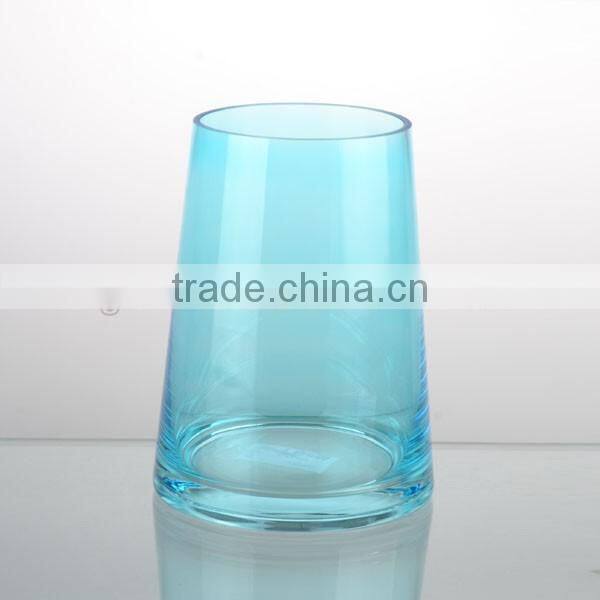 2016newest madelling decorative ocean blue color glass hurricane vase