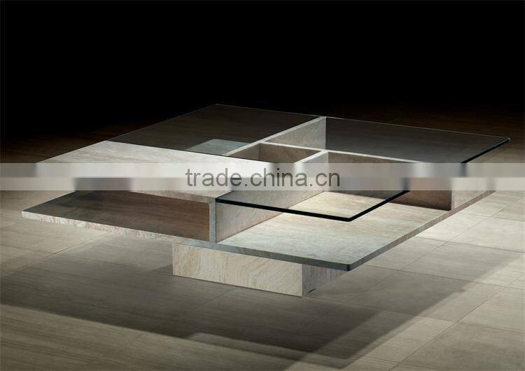 modern travertine and glass living room coffee table designs