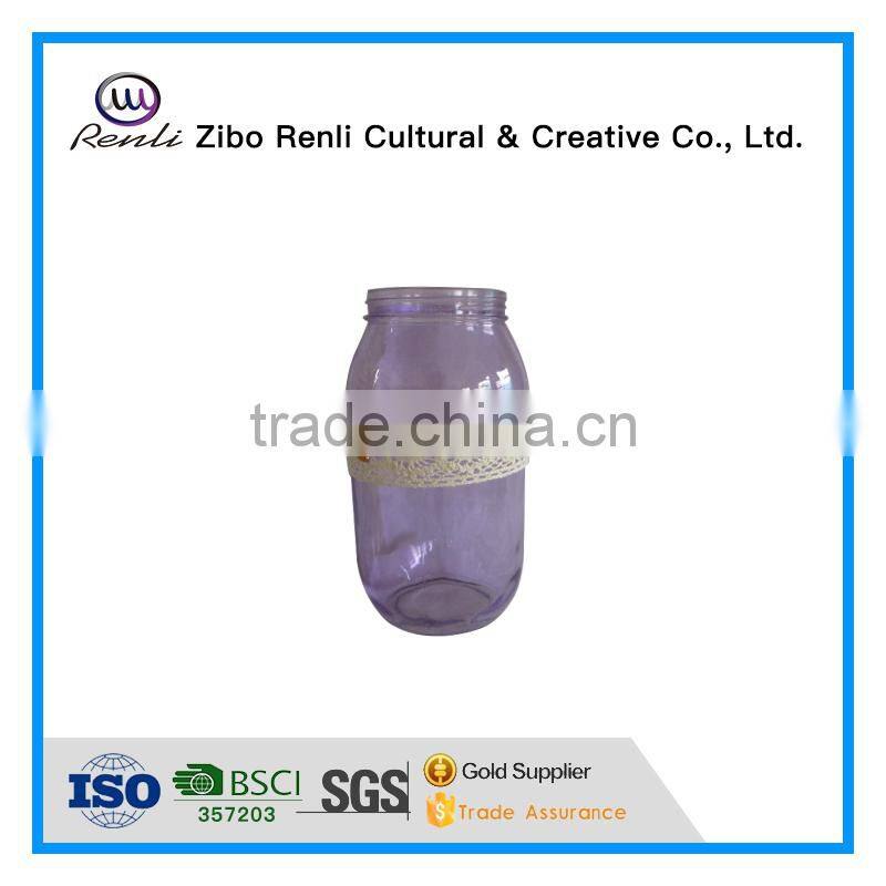 16OZ Purple Crystal Glass Mason Jar for Candle Making with Decor