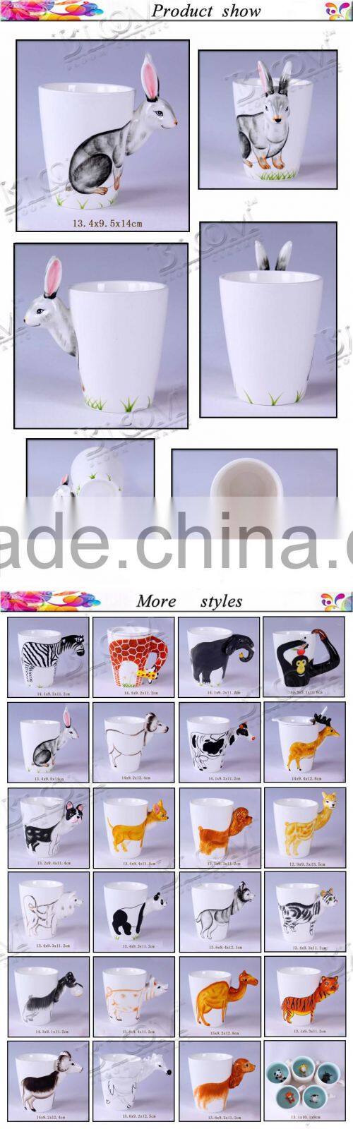 3d ceramic animal desgin mugs for customize