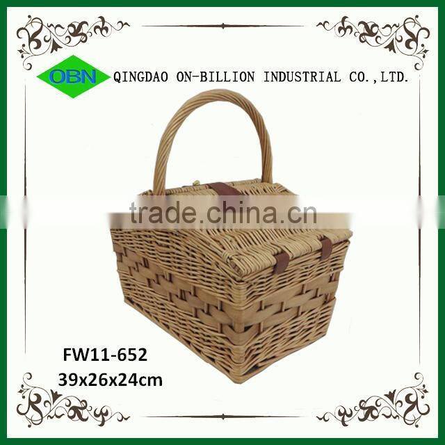 2014 New Style China 2 person Wicker bult Picnic basket set with cutlery