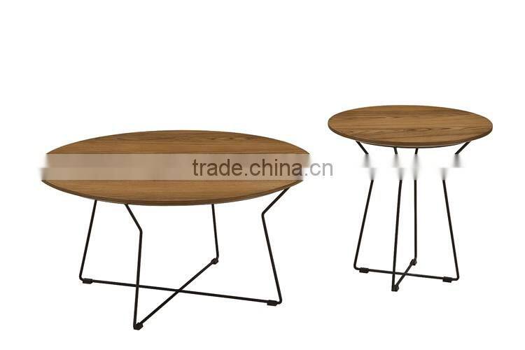 Iron Plate Legs Wooden Round Coffee Table Modern TA112