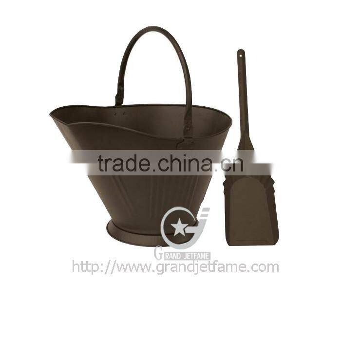 ash coal bucket powder coated black matt metal coal bucket