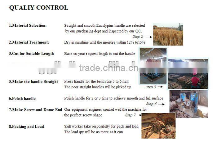 Lacquer Wooden Broom Handles with screw and straight cut end