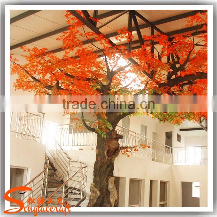 Wholsale artificial tree fiberglass tree and artificial red maple tree for decoration indoor