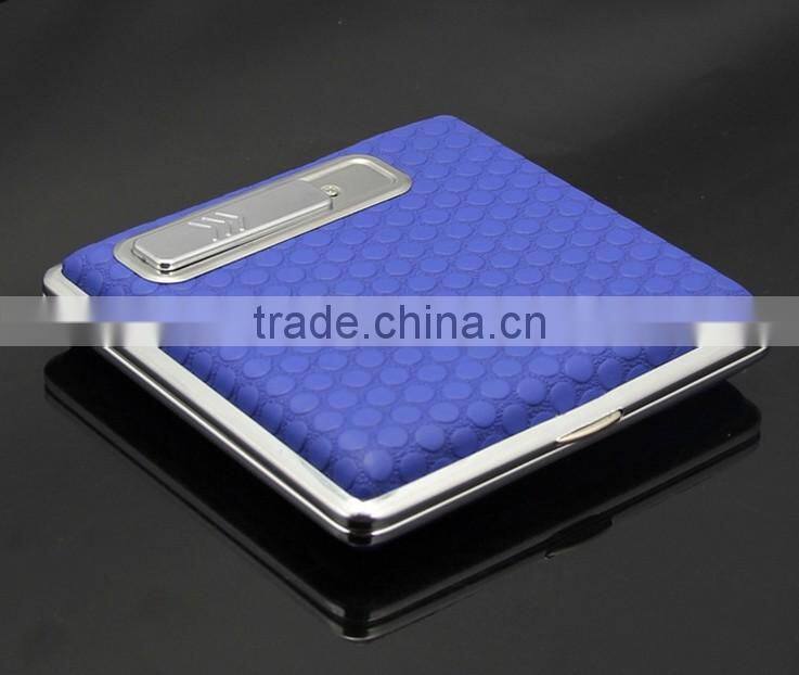 Multicolor metal cigar tin box with electronic lighter