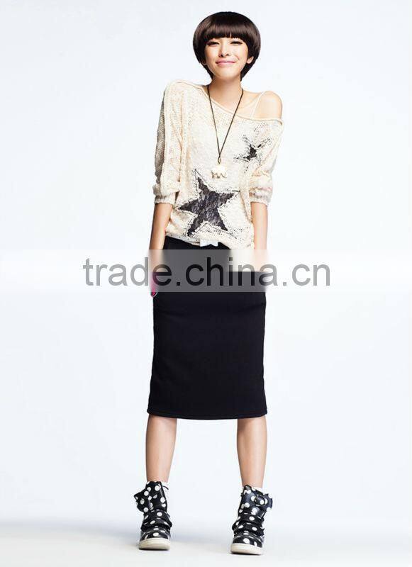 OEM ladies fashion O-neck see-through sexy pullover sweater