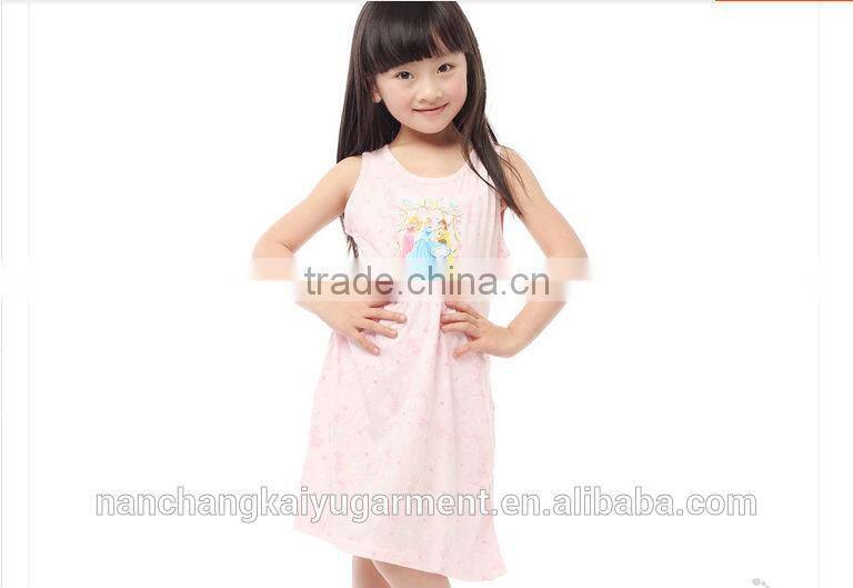 little girl cartoon printed 100% cotton nightgown