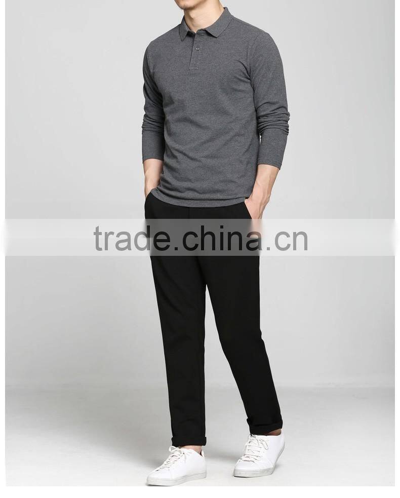 100% cotton long sleeve mens slim fit printing embroidery plain blank polo t-shirt