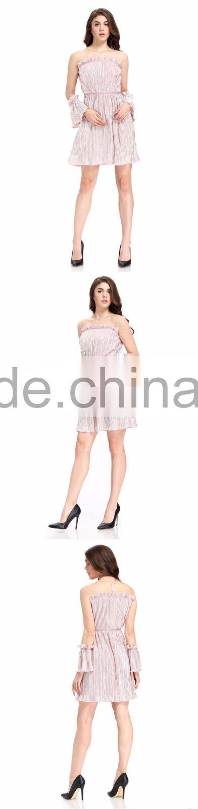 Domin fashion bronzing and press pleat fabric casual dress