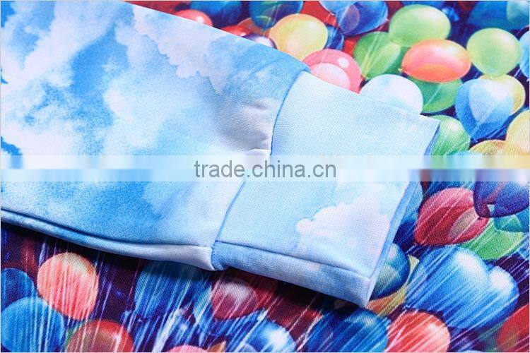 Full digital sublimation printing 3D sweatshirt without hood for women