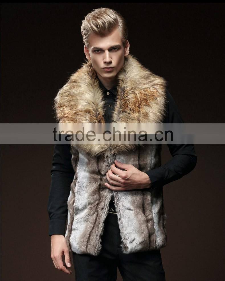 2016 winter new design faux fur man vest wholesale warm waistcoat