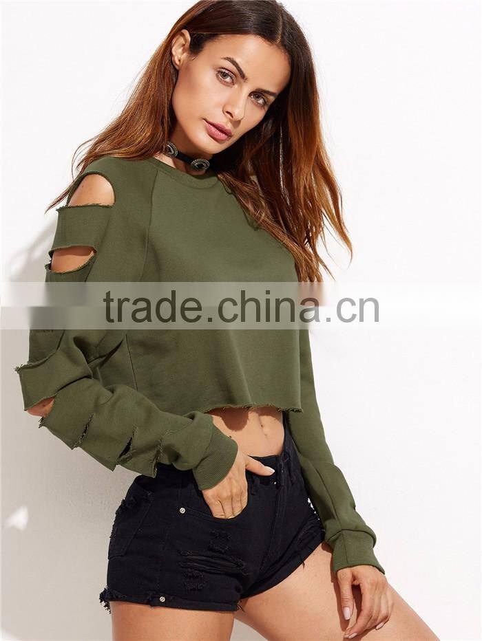 2016 best sell new fashion custom crop top lady hoodies