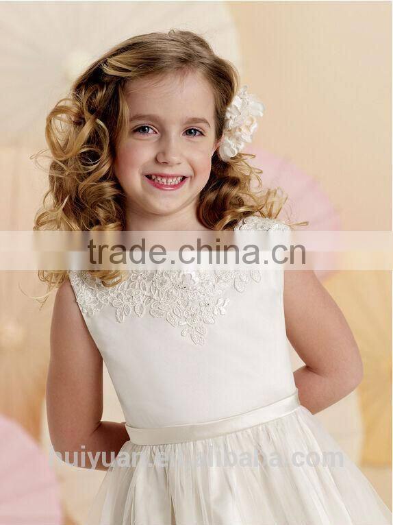 lovely satin off shoulder baby gown lace discount flower girl derss