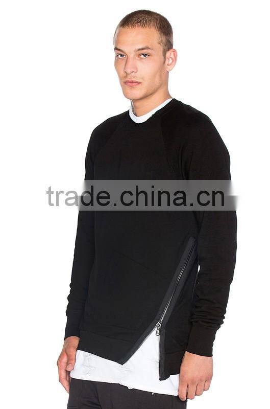 custom your own logo wholesale single side zipper crewneck sweatshirt for men
