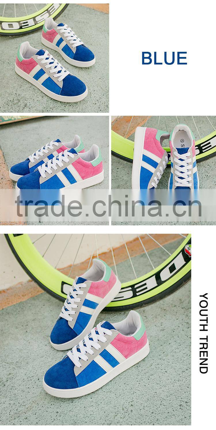Women round head color block school style canvas shoes